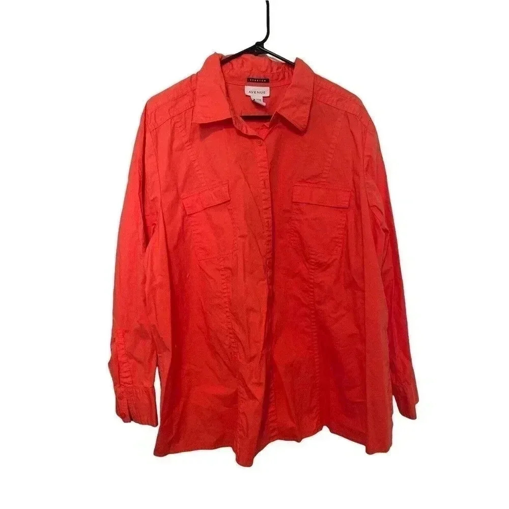 AVENUE SIZE 26/28 CORAL BUTTON DOWN SHIRT